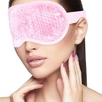 Sleeping Weighted Eye Mask for Woman Man Reusable Gel Beads Ice Pack with Soft Plush Backing Hot Cold Therapy Eye Pillow for Puffy Eyes, Dark Circles, Headaches, Migraines, Stress Relief - Pink