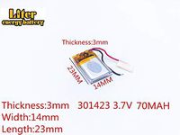 3.7V 70mAh 301423 Lithium Polymer Ion Rechargeable Battery Lithium Polymer Li-Po Battery for MP4 GPS MP3 Bluetooth Stereo DIY Gift