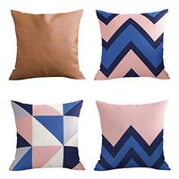 Rosiest Cushion Cove Geometric Flax Leather European Style Mixed Chair Cushion Cover Super Soft Easy Wash Breathable Multicolor 45x45cm(4pcs)
