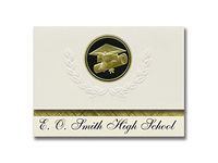 Signature Announcements E. O. Smith High School (Storrs, CT) Graduation Announcements, Presidential style, Basic package of 25 Cap & Diploma Seal. Black & Gold.