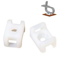Boeray 200Pcs White 7mm / 0.3" Slot Width, 3.3mm / 0.13" Screw Size Width Cable Tie Mounting Base Saddle Type Mount Wire Holder