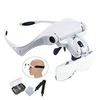 Lighted Head Magnifying Glasses Headset with Light Headband Magnifier Loupe Visor for Close Work/Electronics/Eyelash/Crafts/Jewelry/Repair