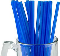 Made in USA Pack of 250 Jumbo Blue (10" X 0.28") Individually Wrapped Plastic Smoothie Drinking Straws (FDA-approved, Non-toxic, BPA-free)