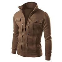 Men's Long Sleeve Sweatshirt Coat,Clearance!! Males Winter Zipper Button Tops Turn-Down Collar Jacket Slim Fit Top Jacket