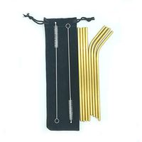 Straws Drinking Reusable, 8-piece set Stainless Steel Straws Metal Drinking Straws, (4 Straight|4 Bent|2 Brush)