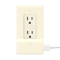 SnapPower USB Charger Outlet Wall Plate Cover - No Batteries Or Wires - Installs In Seconds - (Décor, Light Almond) (1 Pack)
