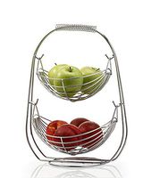 CURE SECRET 2/3 Tier Wire Fruit Storage Basket Holder & Decorative Bowl Stand for Counter or Hanging