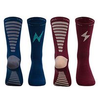 Time May Tell Compression Athletic Crew Socks for Men & Women,Fit for Running,Outdoor Sports,Travel 2Pack(Red,Blue 7”-11”)