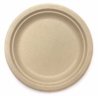 [500 COUNT] 9 in Round Disposable Plates - Natural Sugarcane Bagasse Bamboo Fibers Sturdy Nine Inch Compostable Eco Friendly Environmental Paper Plate Alternative 100% by-product Tree Plastic Wax Free