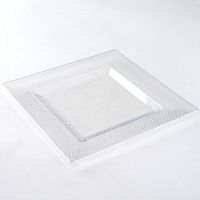 BalsaCircle 20 pcs 10.75-Inch Clear with Honeycomb Plastic Square Plates - Disposable Wedding Party Catering Tableware