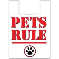 Plasticplace Super Strong Large Plastic Shopping Bags - White,"Pets Rule", 19x23, 500/Case