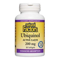Natural Factors, Ubiquinol Active CoQ10 200mg, Coenzyme Q10 Supplement for Energy, Heart and Cognitive Support, Gluten Free, 30 softgels (30 Servings)