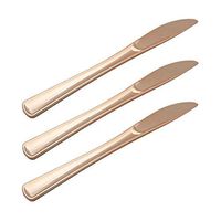 Exquisite 160 Disposable Plastic Rose gold Knives Silverware, Fancy Plastic Cutlery, Heavy Duty Quality Utensils for Catering Formal Events, Wedding, Parties, Dinner and all other occasions