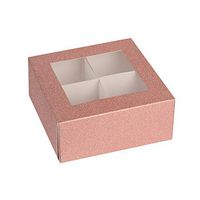 Hammont Window Box with Four Sections – Rose Gold Colored Unique Design Bakery Boxes Perfect for Sharing Snacks and Cookies| 4 Insert Sections Gift Boxes | 6”x6”x2.5” (Pack of 6)
