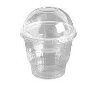 12oz Clear Plastic Dessert Cups with 4oz Parfait Insert & Lids, 3-piece (50 Count, Dome Lid - No Hole)