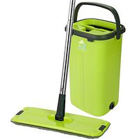 Guay Clean Microfiber Flat Mop with Hands-Free Self-Squeeze Bucket - 360 Rotating Spin Mop Head - Multi-Purpose Home Wet and Dry Quick Cleaner – All Floor Types - Dirt Grime Lint and Spills - Green