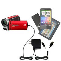Gomadic Double Wall AC Home Charger suitable for the Panasonic SDR-S26 Video Camera - Charge up to 2 devices at the same time with TipExchange Technology