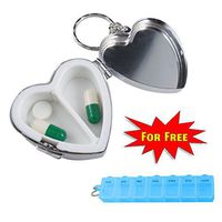 GlobalDeal Durable Metal Pill Drug Holder Heart Round Medicine Tablet Capsule Box Organizer Holder Container Pill Case and 7 Days Weekly Case for Free (A)