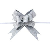 20 PCS Pull Bow,Large, 6 Inches,Sparkling Bow, Wedding Decorations, Christmas Gift Ribbons, 20 pcs,Sparkling (Silver)