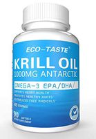 Antarctic Krill Oil Supplement 1000mg Per Serving with Omega-3s EPA, DHA, Astaxanthin and Phospholipids 90 Softgels