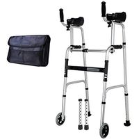 Elderly People Foldable Walker Auxiliary Walker, Wheel Walking Frame with Armrest Support Pad - Lightweight Aluminium - Lower Limb Rehabilitation Training