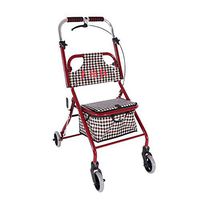 XHRHao Walker with Storage Bag and Brake One-Click Folding Height Adjustable(86-94cm) Balance Car Lightweight Rollator Portable Walk Assist for Elderly Red (Color : Red)