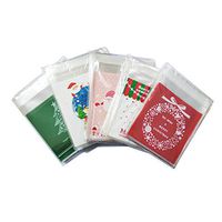 Christmas Cookie Bags Self Adhesive Bags for Candy Treat Chocolate Clear Gift Bag 100PCS Colorful