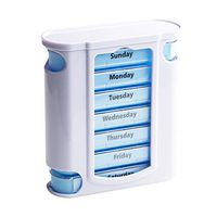 SUKRAGRAHA 4 Times a Day Slim 7 Day Travel Calendar Pill Organiser Weekly Supplement Medicine Holder AM PM Dispenser Case Portable Daily Vitamin Container (Plastic, Blue)