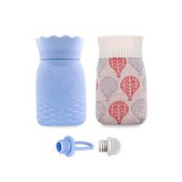 Hot Water Bottle, Iteryn Silicone Heating Bag Microwave Hand Warmer with Knit Cover - Warmer Pad for Hot Compress Cool Therapy, Gift for Birthday Thanksgiving Christmas Valentine's Day - 10.8 OZ Blue