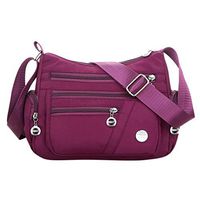 Wadonerful Women Nylon Messenger Bags Waterproof Multi Pocket Shoulder Bags Outdoor Casual Fashion Canvas Crossbody Bags (One Size, Purple)