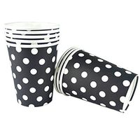 Kylin Express Disposable Paper Cup Coffee Paper Cup White Dots 50 Count 8.25 oz Black