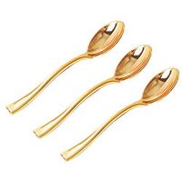 WDF Premium Disposable Plastic Mini Spoons 300 Pieces 4 Inches | Gold Plastic Spoons | Heavy Duty Plastic Tasting Spoons | Perfect for Small Appetizers and Desserts