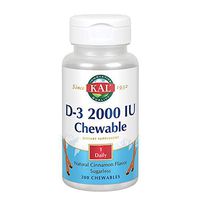 KAL D-3 2000 IU Sugarless Chewable Cinnamon, 200 Count