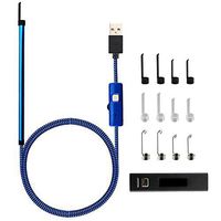 JM-D WiFi Otoscope Ear Scope Ear Canal Eardrum Inspection Camera with 6 LED Lights Safe Earwax Cleaner Earpick Tool with 1 Megapixels IP67 Waterproof for iPhone iOS Android Windows Mac,Blue