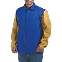 Tillman 9230 30" 9 oz. Blue Westex FR Cotton/Cowhide Welding Jacket, 2