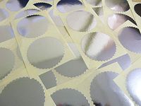 Minilabel 50mm Serrated Edge , Certificate Wafer Company Seal Labels , Stickers For Embossing , Awards & Rewards Shiny Silver