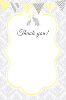 30 Blank Thank You Cards Yellow Grey Damask Vintage Chevron Stripes Polka Dots Elephant Design Baby Shower Party + 30 White Envelopes