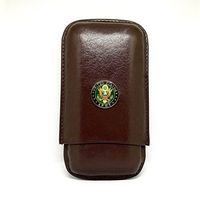 Genuine Leather US Army Cigar Case 3-Finger with 3 Cigar Holders - Pocket-Sized Cigar Case for Travel, Gifts for Men by Cigar Cutters by Jim (Brown)