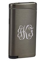 Personalized Vertigo Concorde Gunmetal Double Torch Flame Cigar Lighter with Free Laser Engraving ([A] Vine Monogram)