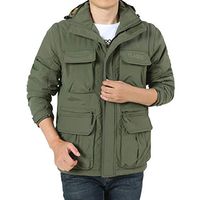 Alvinm Men's Jacket Men's Water Resistant Mountain Ski Jacket Fleece Lined Windproof Jacket Coat with Detachable Hooded Army Green