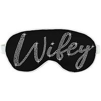 Bride Sleep Mask - Crystal Rhinestone Wifey Sleep Mask - Bridal Shower Gifts, Supplies Blackout Eye Mask - Black with White Piping