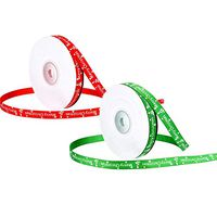Vpang Christmas Ribbon Printed Merry Christmas Ribbons Satin Fabric Ribbon Gift Wrap Ribbon for Party Crafts Gifts, 2 Rolls 48 Yards