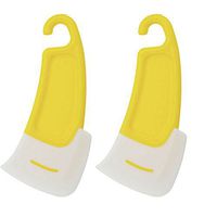 Kxtffeect Set of 2 Nonstick Silicone Pan Scrapers, Durable Pan Scrapers Grill Pan Scraper Cleaner Tools for all Pans Skillets, Cookware Baking Grill Pans (Yellow)