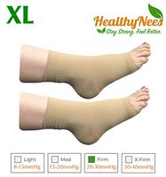 HealthyNees Extra Wide Ankle Big Feet 20-30 mmHg Compression Swelling Foot Pain Circulation Plus Size Sock Open Toe Sleeve (Beige, Regular Ankle XL)
