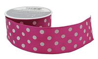 The Gift Wrap Company Sophisticated Spots 1.5-Inch Wired Edge Ribbon, Magenta (18984-61)