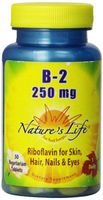 Nature’s Life Vitamin B-2, 250 | Riboflavin for Skin, Hair, Nails and Metabolism Support | Non-GMO, 50 VegCaps, 50 Serv.