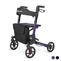 OasisSpace Lightweight Rollator, Compact Folding Rollator Walker with 8 inches Wheels Wide Seat (Purple)