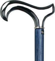 Blue Chrome Plated Derby Walking Cane with Blue Ash Wood Shaft and Silver Collar