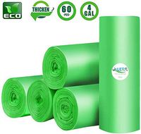 QILERR Trash Bags Kitchen Garbage Bags,4 Gallon Small Trash Bags Strong Wastebasket Liners for Bathroom,Kitchen,Office,(60 Counts,Green)