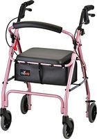 NOVA GetGo Classic Rollator Walker (Standard Size), Rolling Walker for Height 5’4” - 6’1”, Seat Height is 22.25”, Color Pink